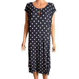 Lauren Ralph Lauren Navy White Polka Dot Midi Dress 22W Party Date Night Preppy